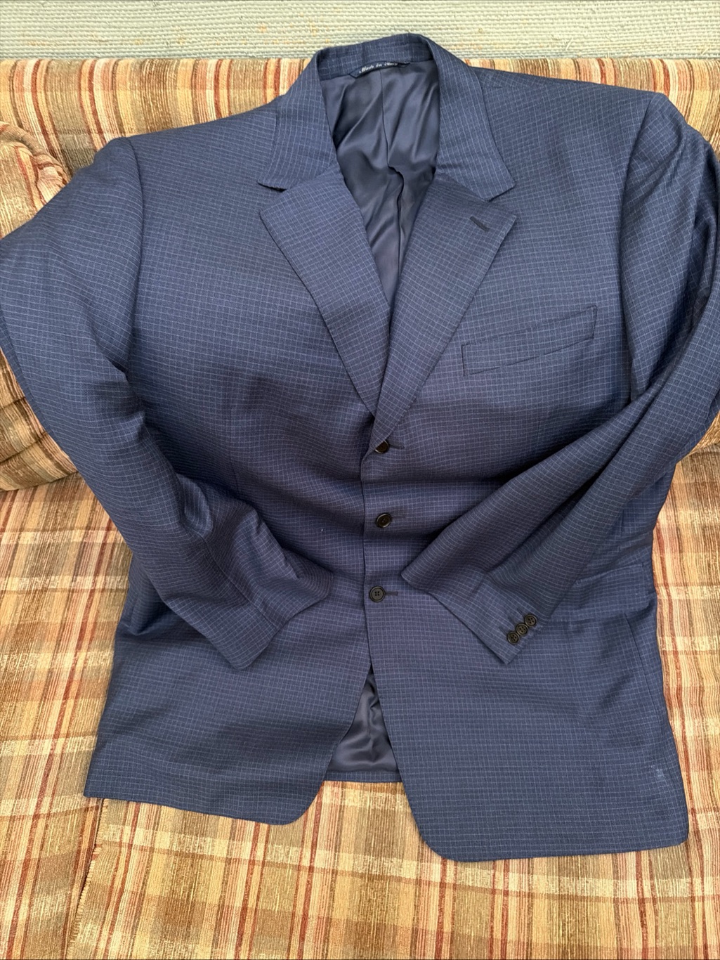Canali Navy Blue Micro-Check Sport Coat